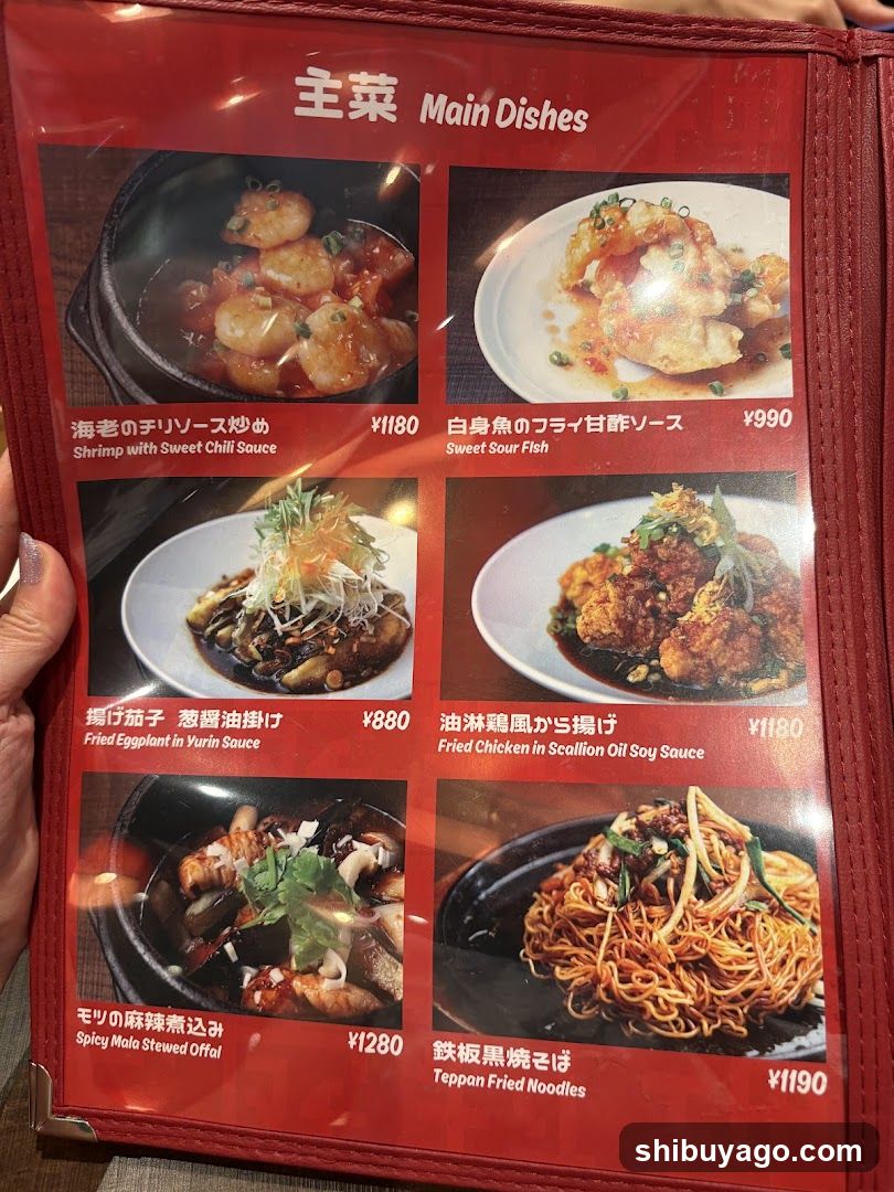 Main Dishes Menu