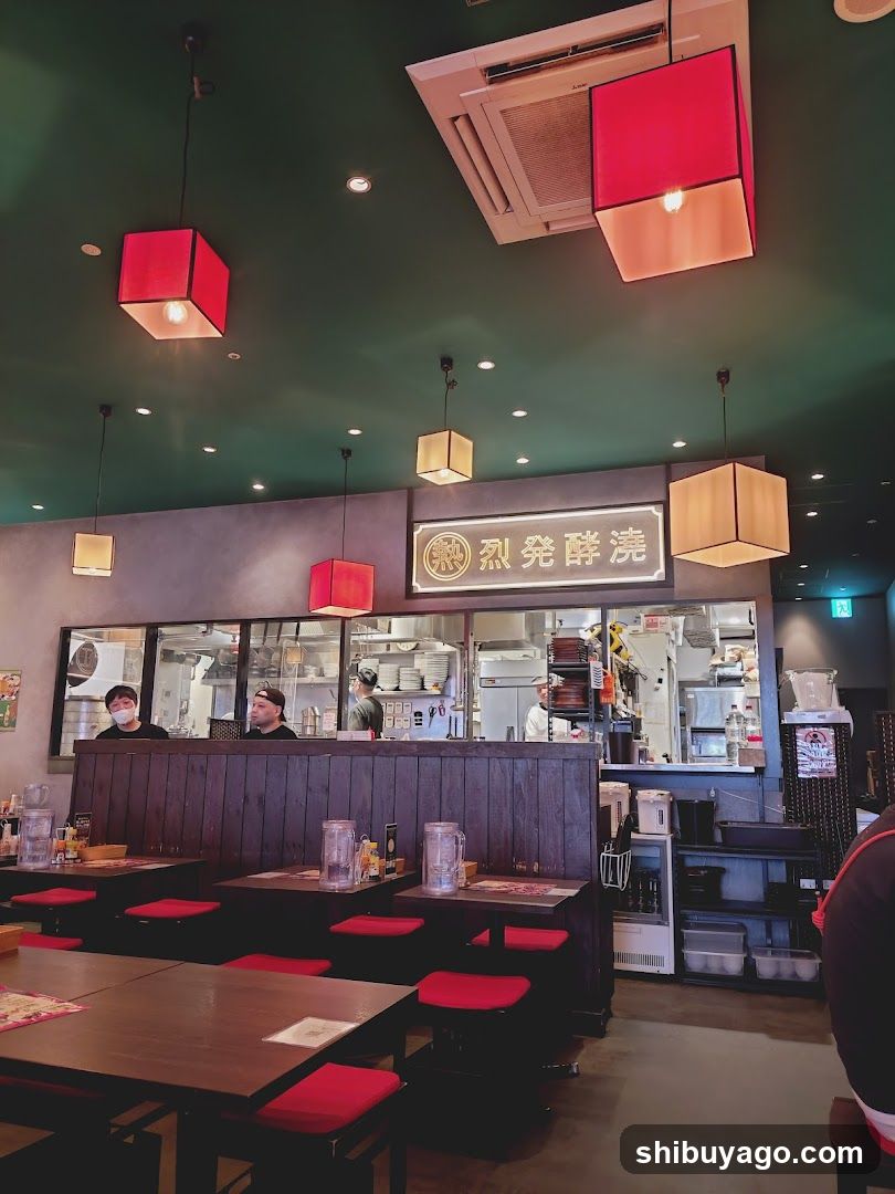 Restaurant Interior with Red Lighting