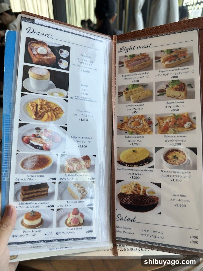 Desserts and Light Meal Menu