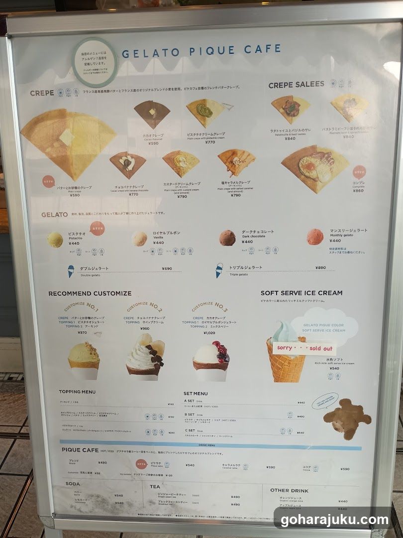 Gelato Pique Cafe Menu Board