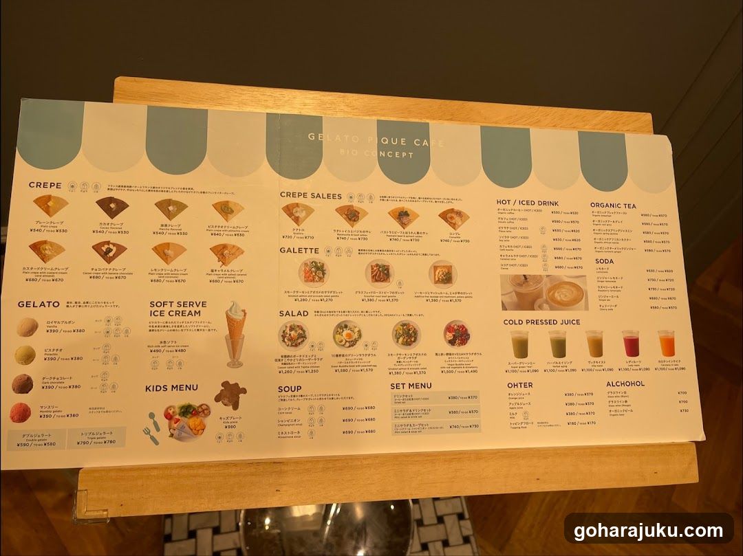 Gelato Boutique Cafe Menu