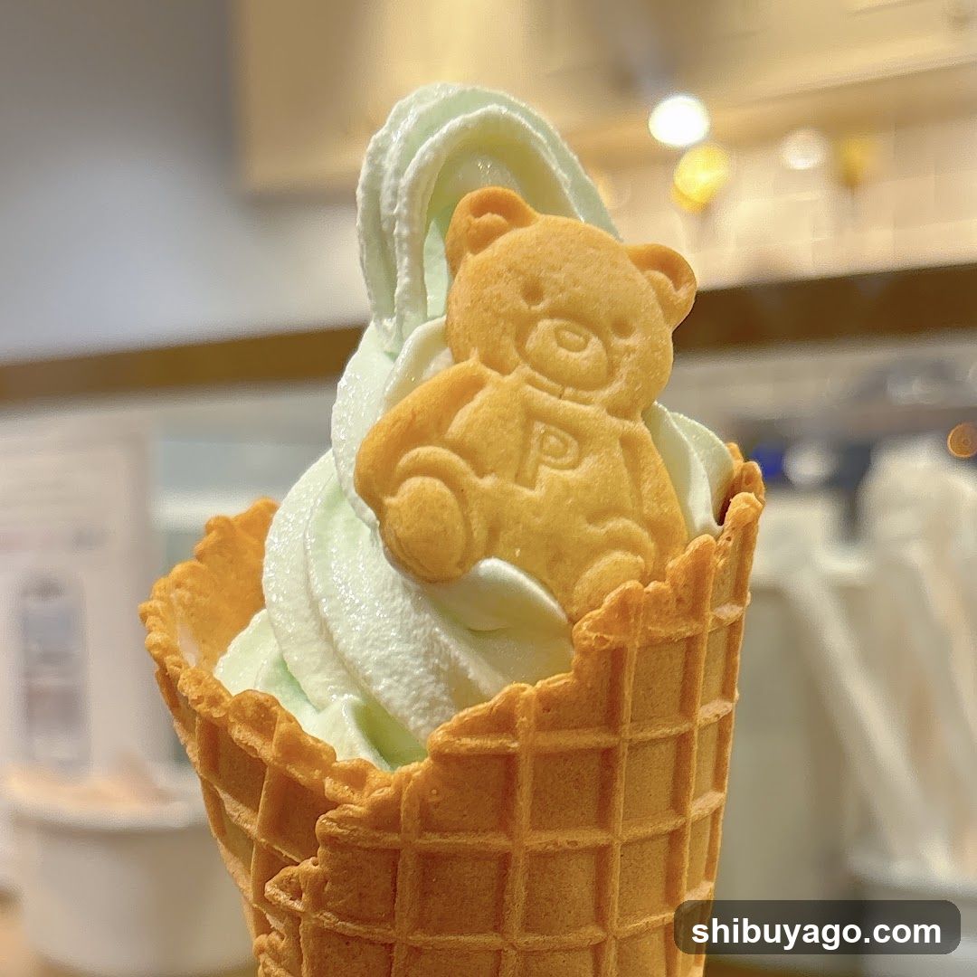 Beverage in a cone with bear cookie