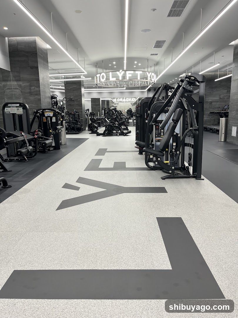 Gym Interior with Equipment and Branding