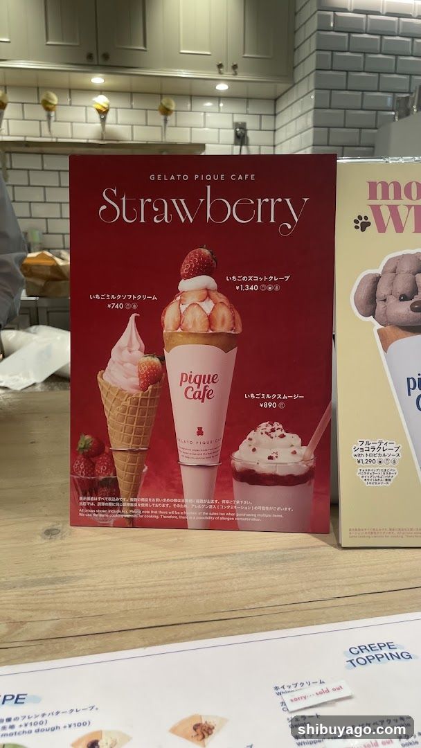 Gelato Pique Cafe Strawberry Menu Display