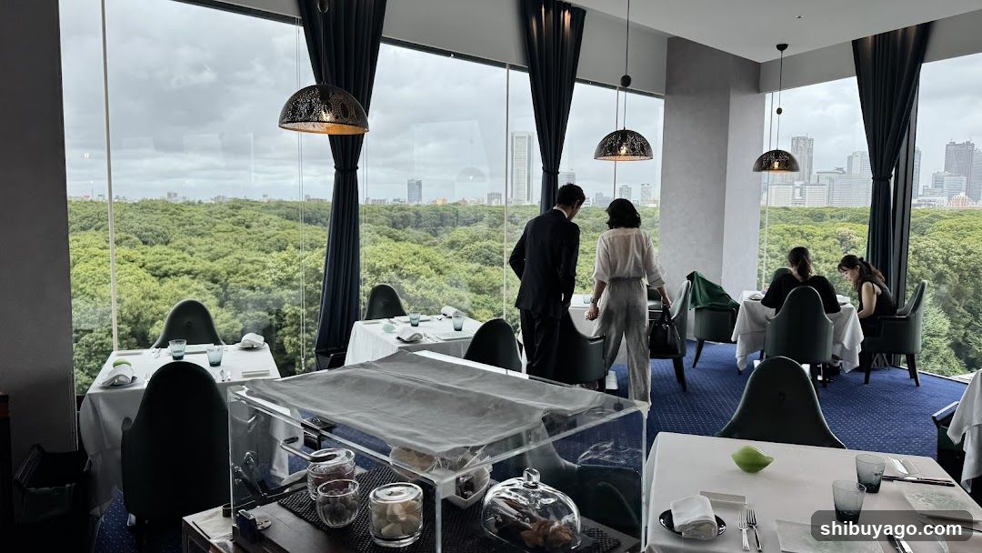 Restaurant Interior with City View
