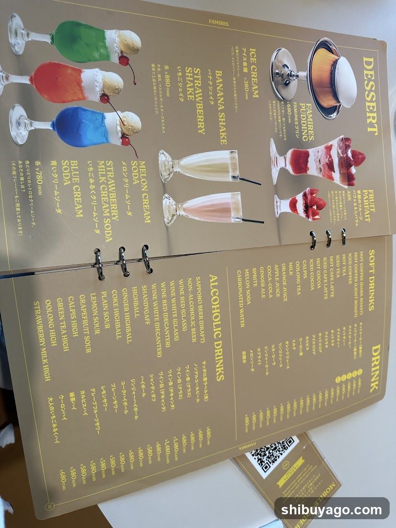 Japanese Dessert and Drink Menu