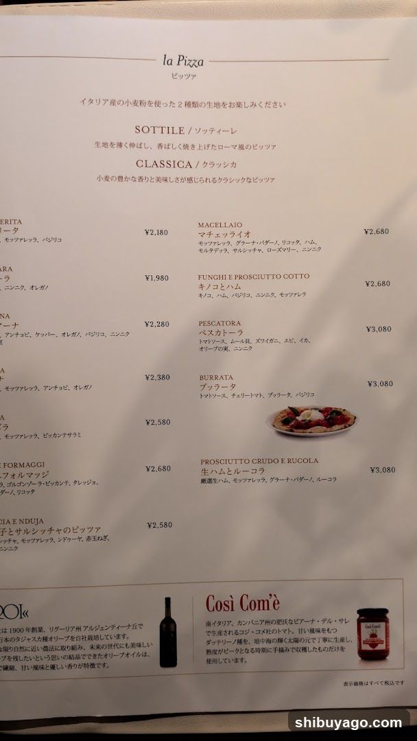 La Pizza Menu Page