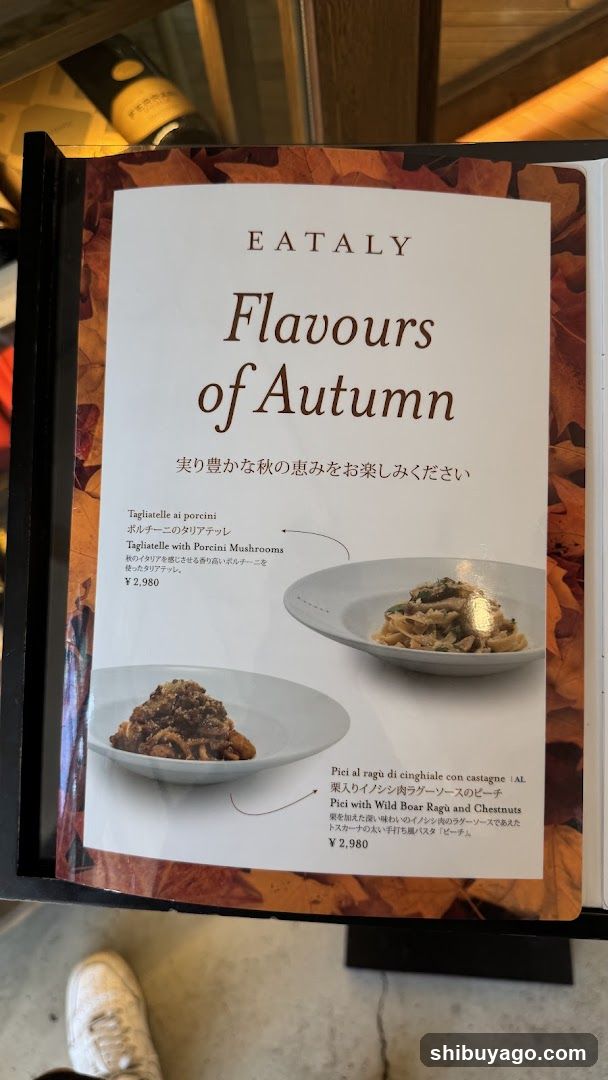 Eataly Flavours of Autumn Menu Page