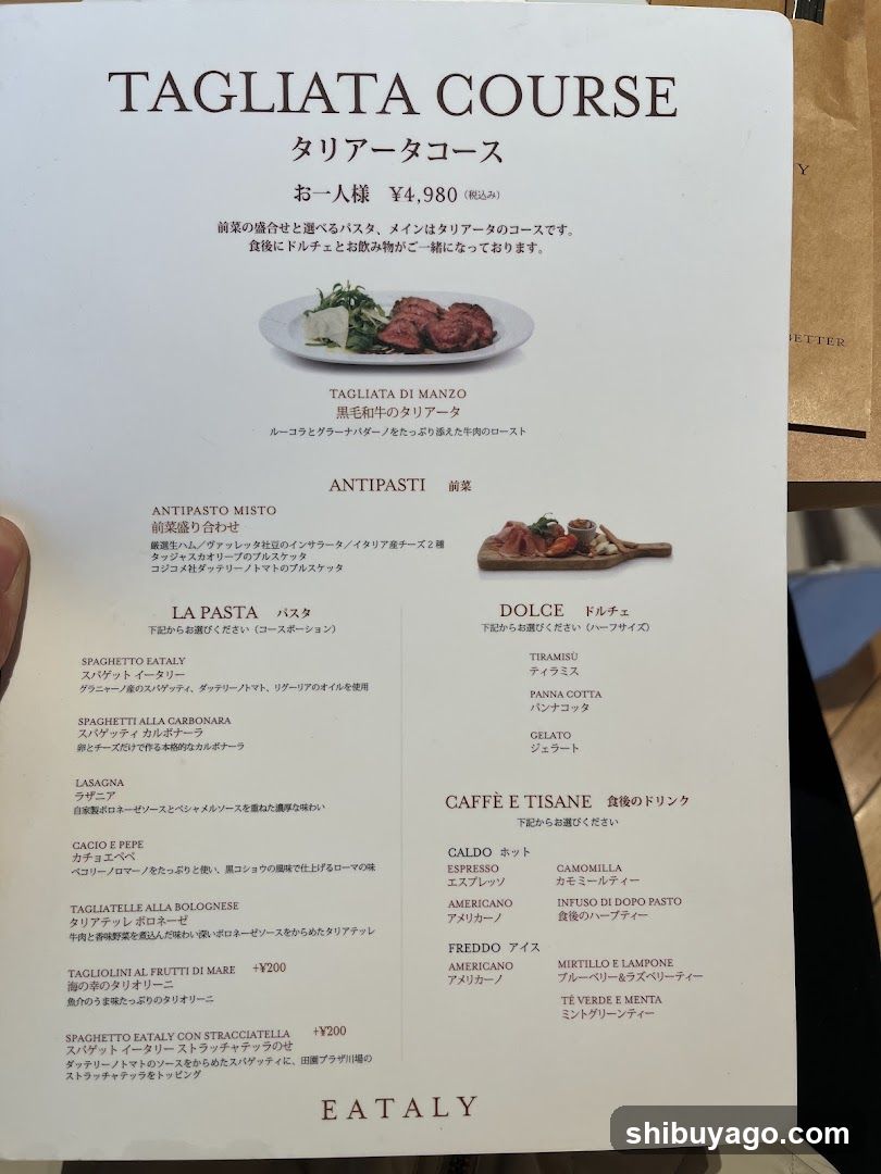 Tagliata Course Menu