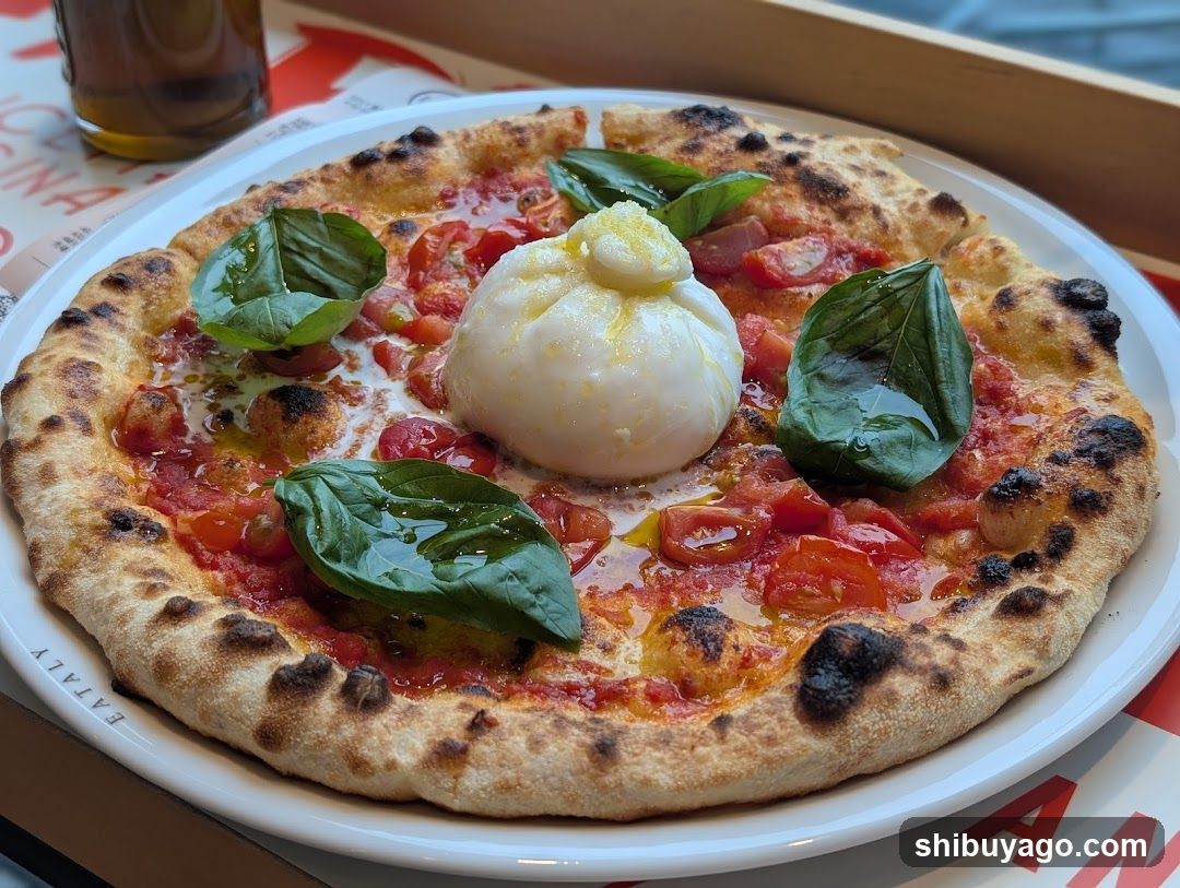 Burrata Pizza with Fresh Basil and Tomatoes