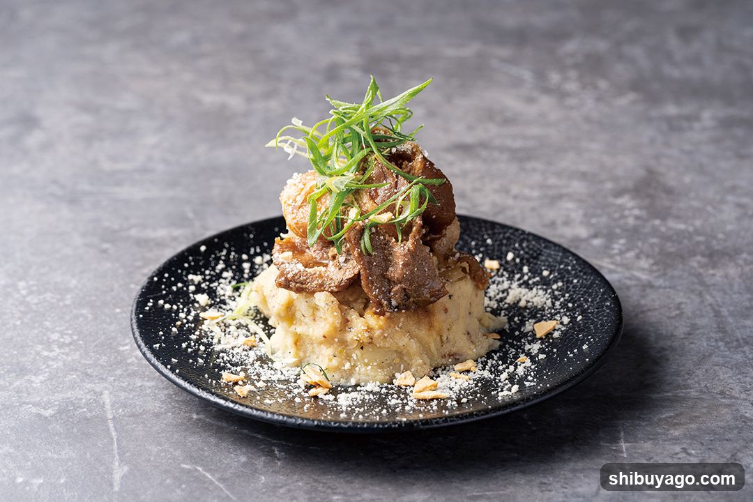 Stuffed Meatball with Mashed Potatoes and Greens