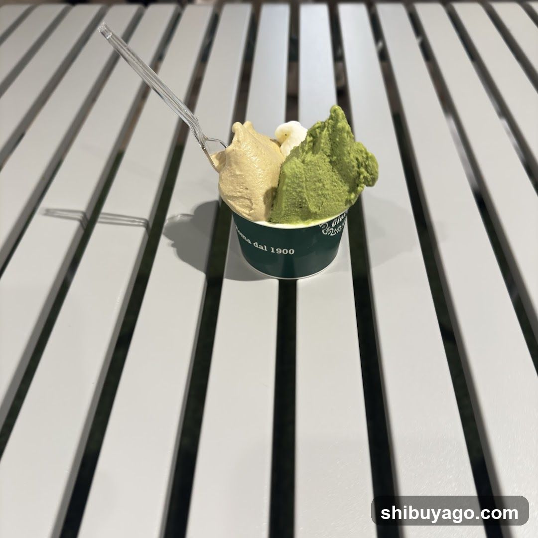 Gelato Cup on Slatted Table