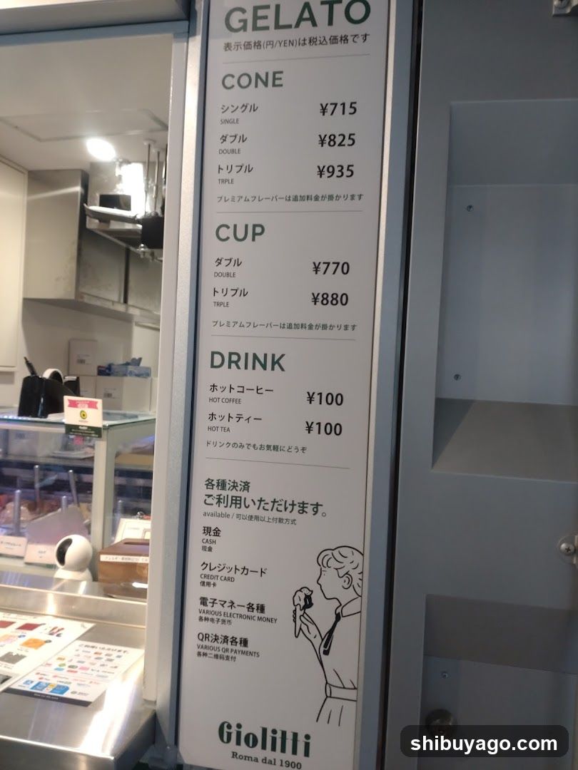 Gelato Price List - Giolitti