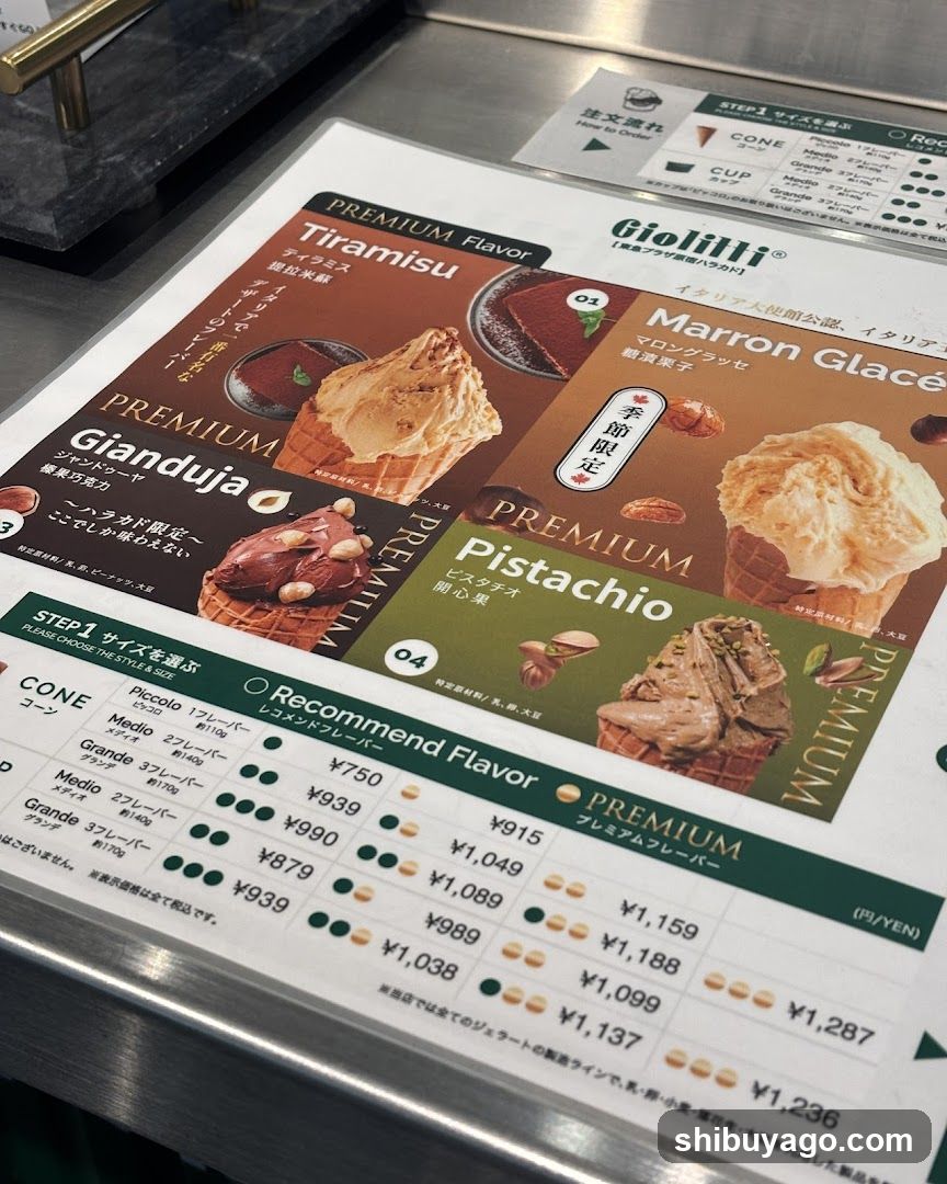 Giolilli Ice Cream Menu