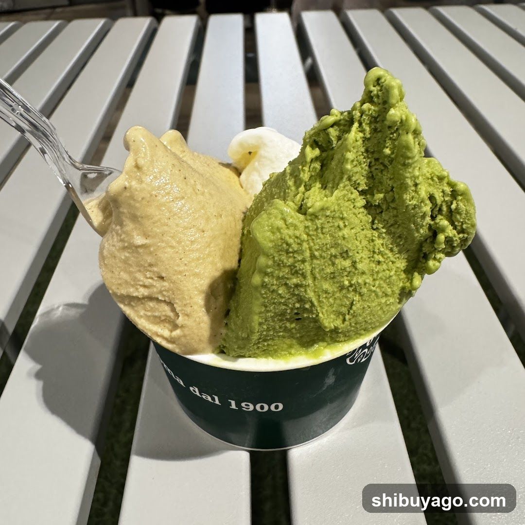 Matcha and Vanilla Gelato in Cup