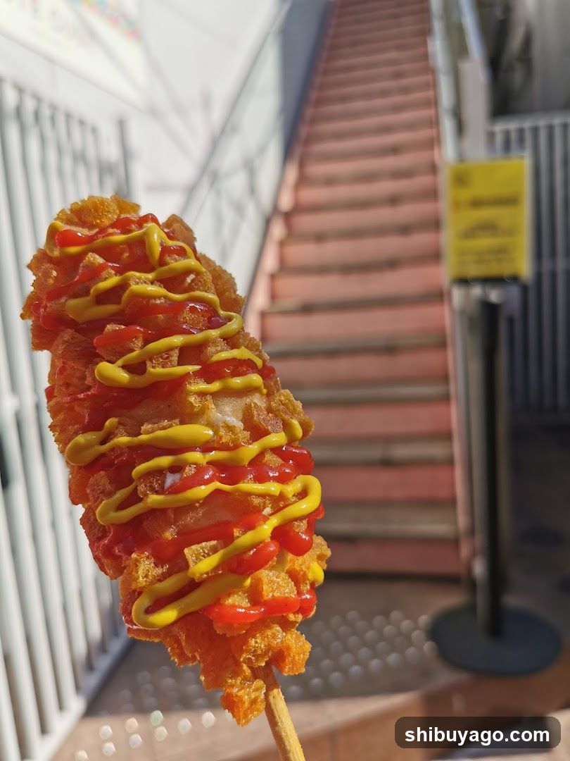 Corn Dog with Ketchup and Mustard
