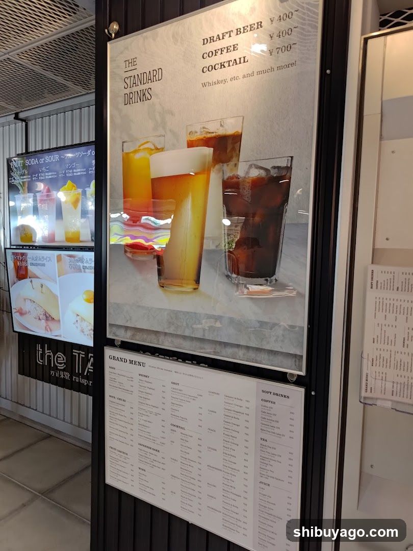 The Standard Drinks Menu Display