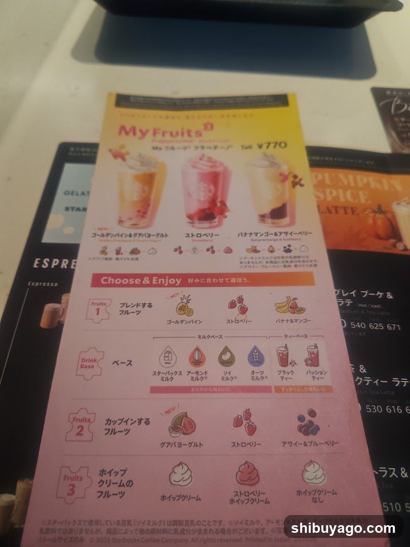 Starbucks My Fruits Menu