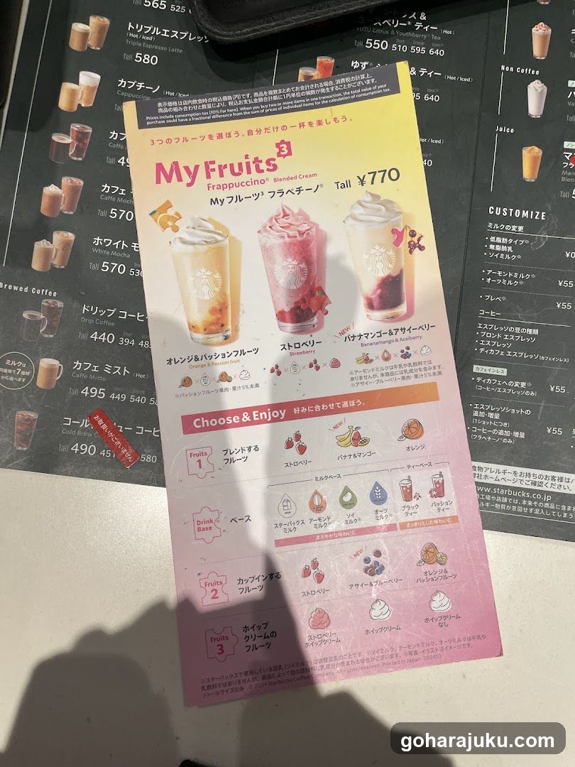 My Fruits Frappuccino Menu
