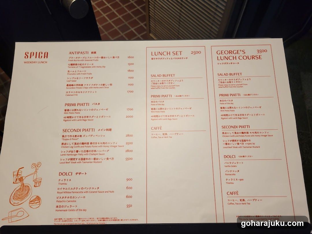 Spica Menu