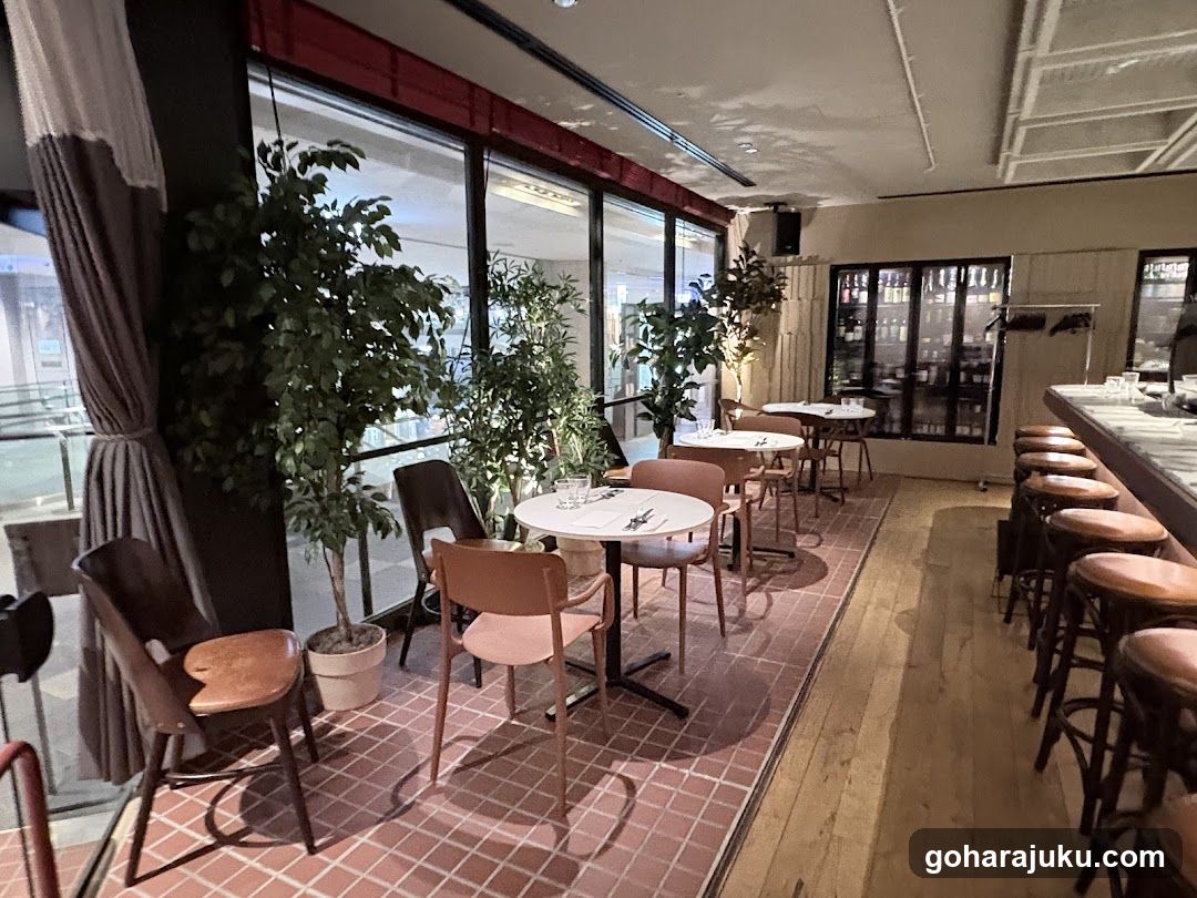 Restaurant Interior with Plants and Bar Area