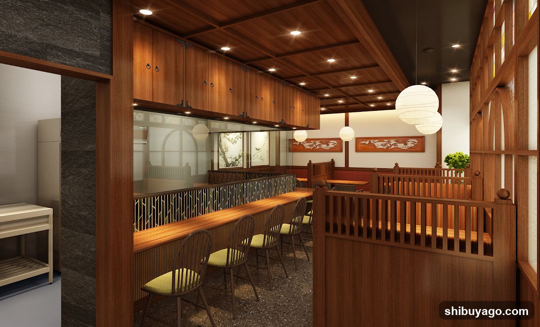 Interior of a Japanese-style restaurant or bar