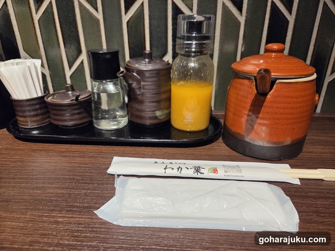 Dining Table Setting with Condiments and Chopsticks