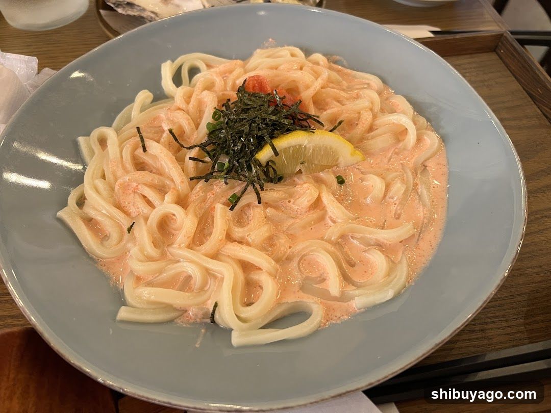 Creamy Salmon Udon with Lemon and Nori
