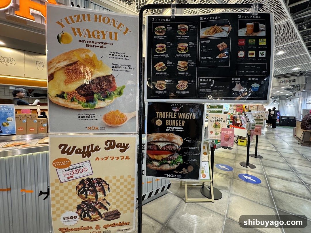 Food Court Interior with Menu Boards and Posters