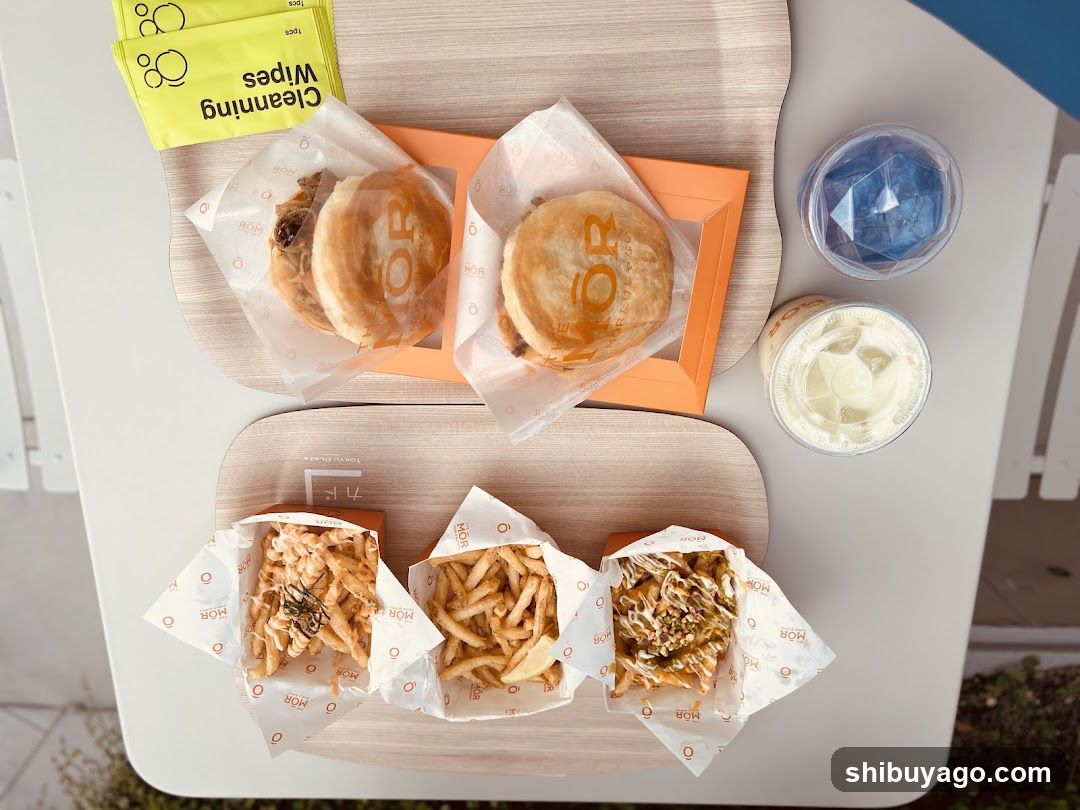 Food and Drink Spread on Table