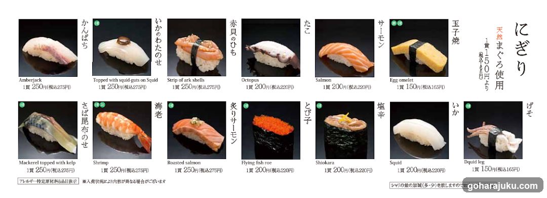 Sushi Menu Display