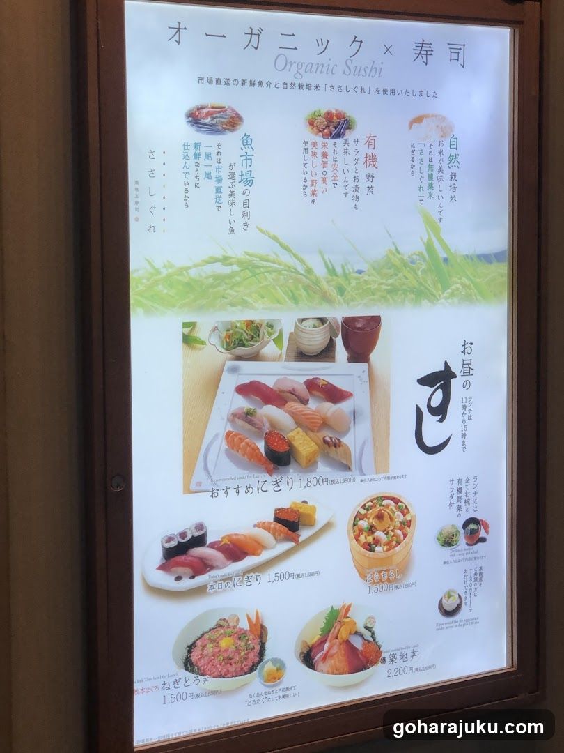 Organic Sushi Menu Board