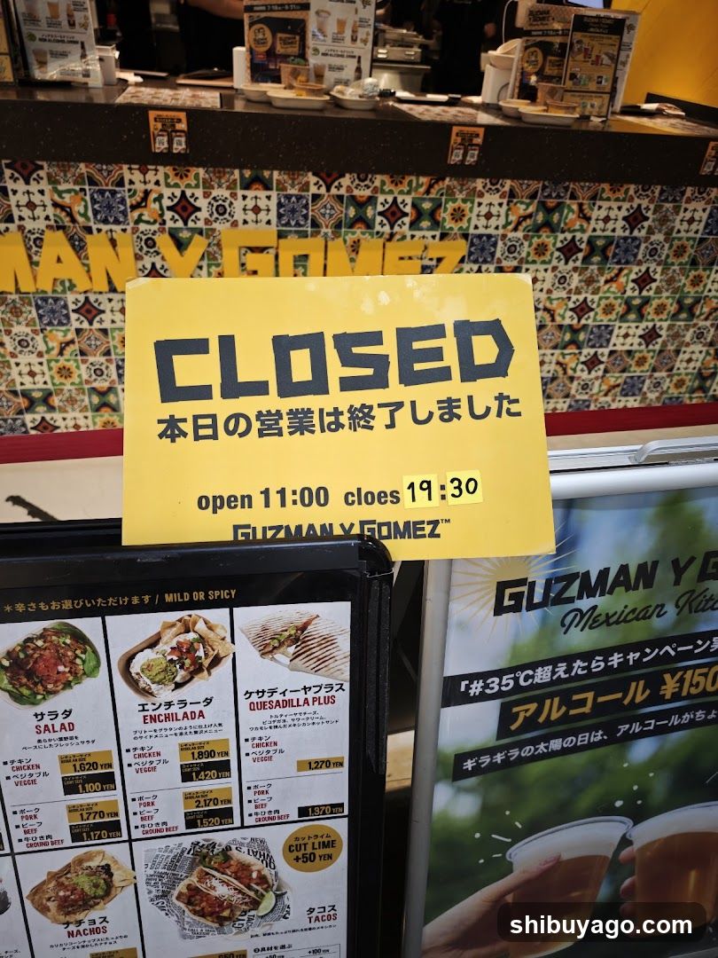 Closed Sign at Guzman y Gomez