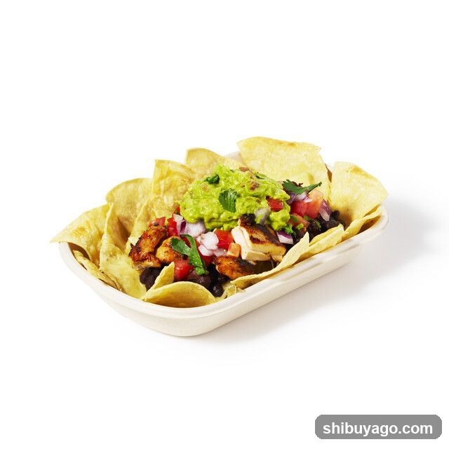 Loaded Nachos with Guacamole and Grilled Chicken