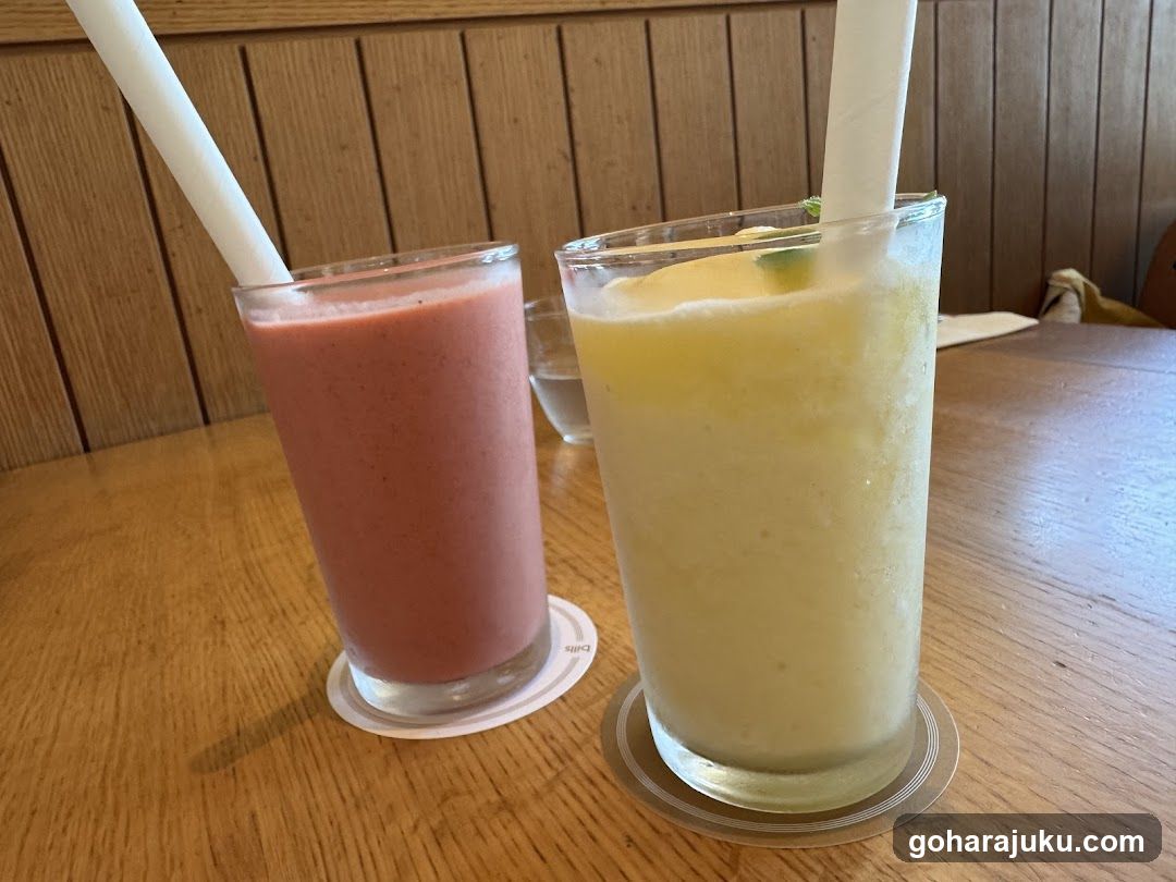 Smoothies on a wooden table