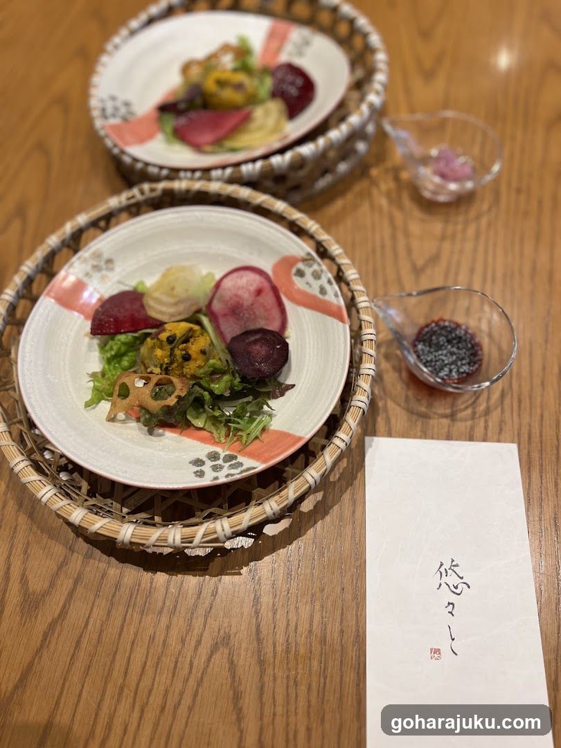 Dining Table with Plated Food and Condiments
