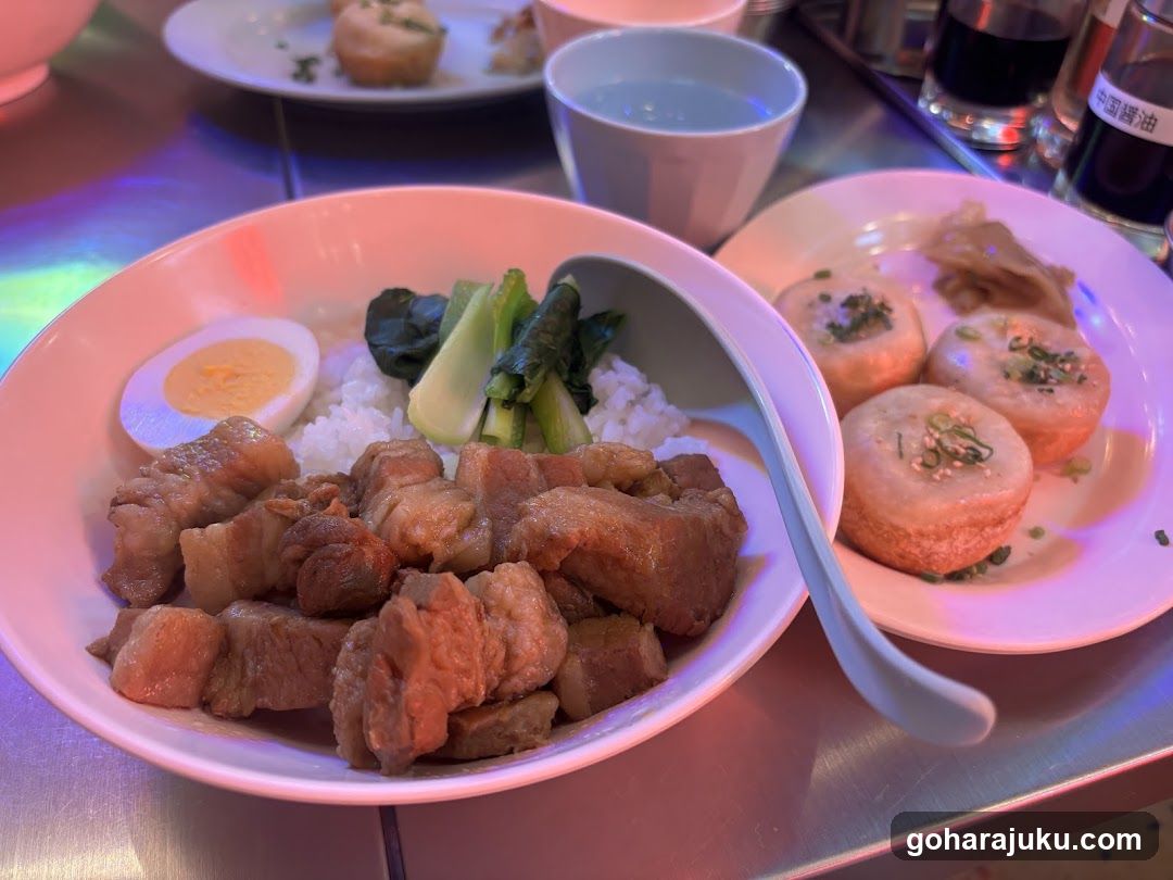 Bowl of Pork Rice with Side Dishes