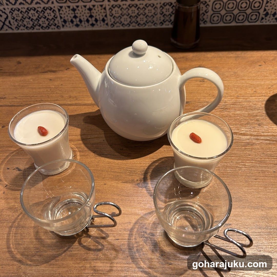 Tea Set with Milk and Goji Berries