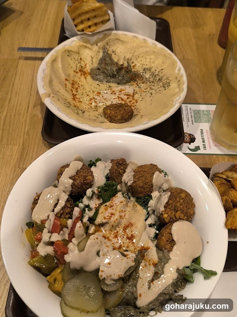 Fajita Bowl with Hummus and Falafel