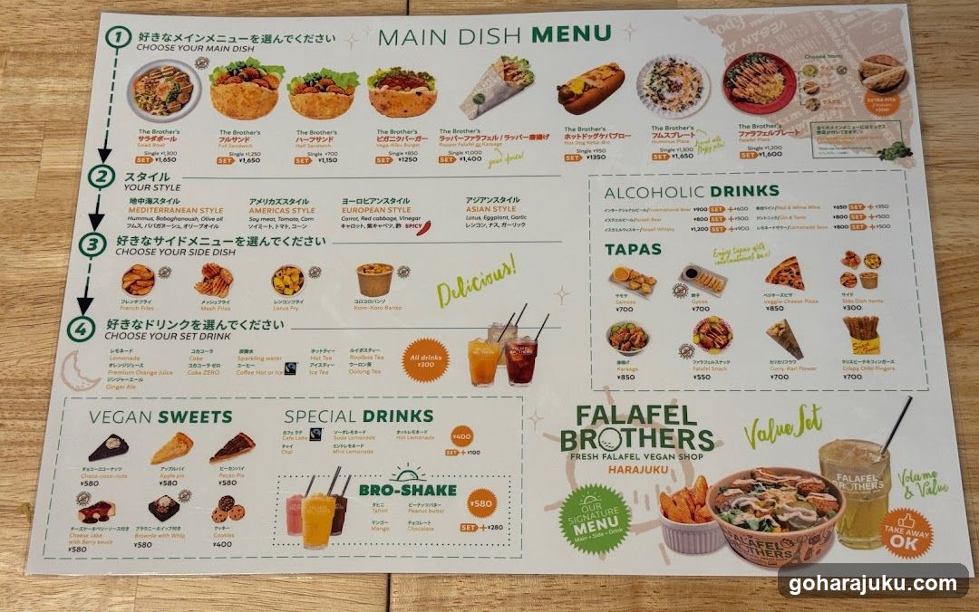 Main Dish Menu - Falafel Brothers Harajuku