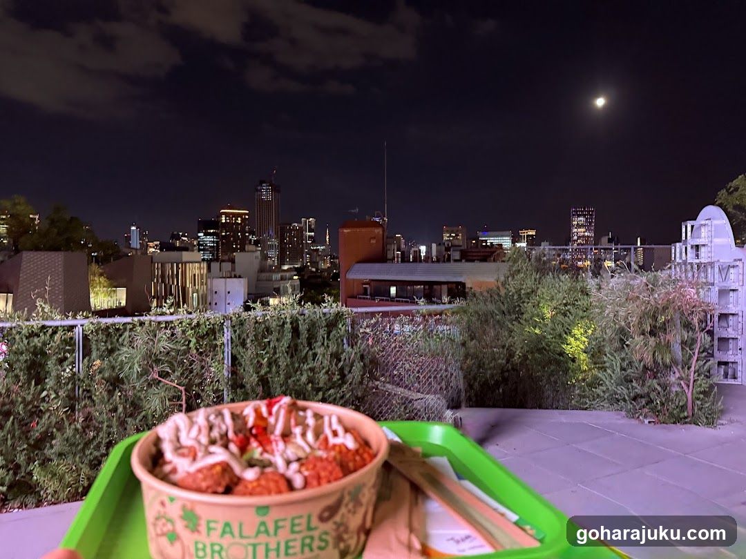 Food with City Skyline at Night