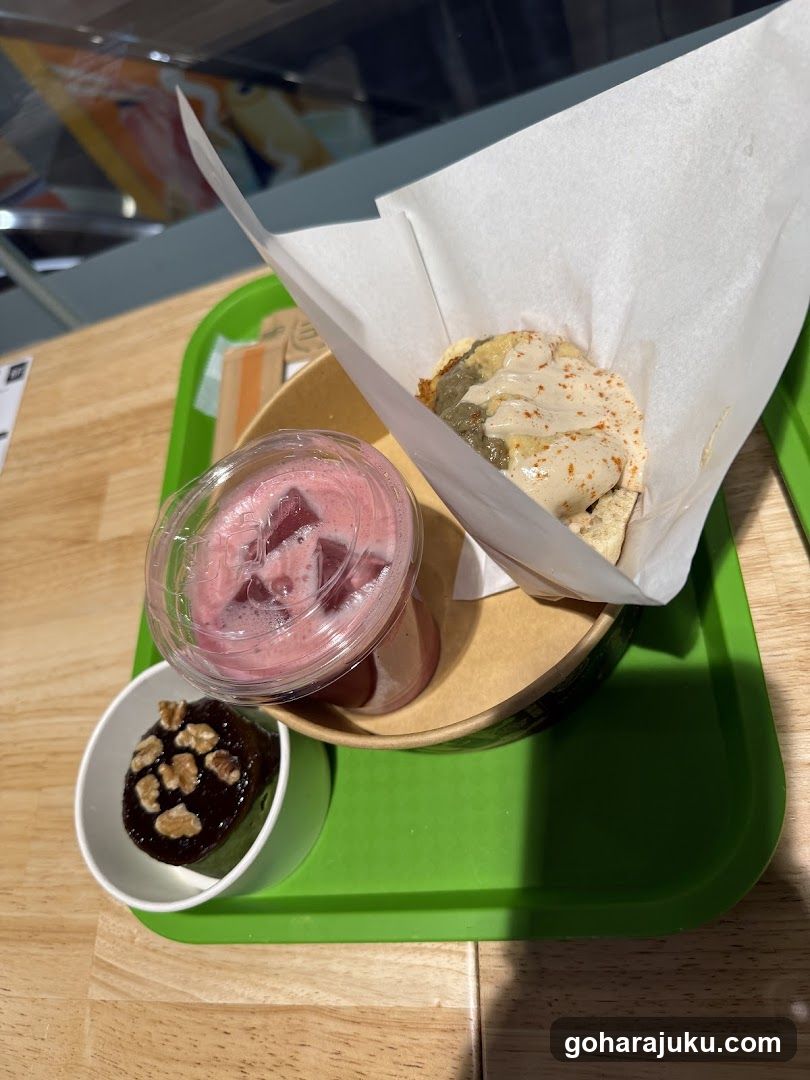 Food Tray with Smoothie and Wrap