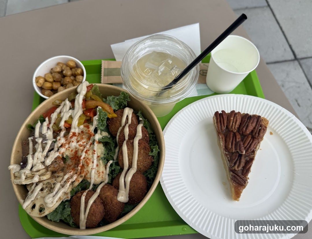 Food Tray with Salad, Pie, and Drink