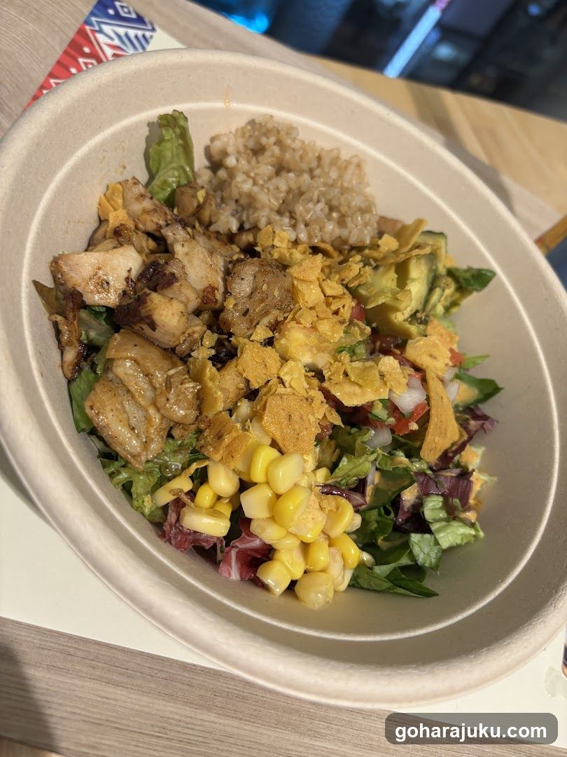 Bowl of Salad with Chicken and Corn