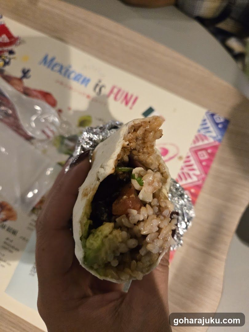 Hand holding a burrito