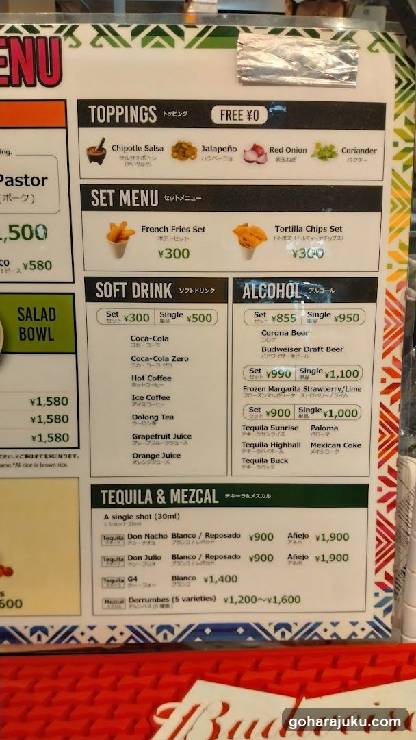 Tequila & Mezcal Menu Board