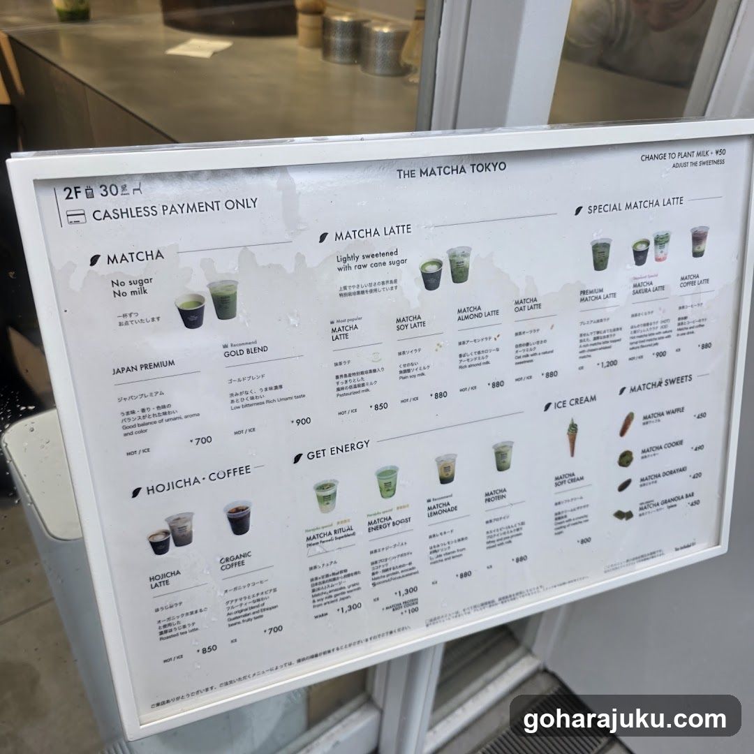 Matcha Tokyo Menu Board