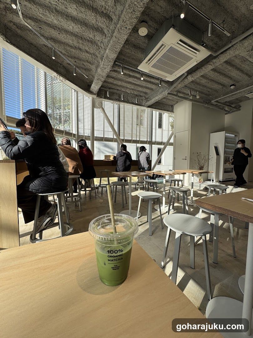 Matcha Drink in Cafe Interior