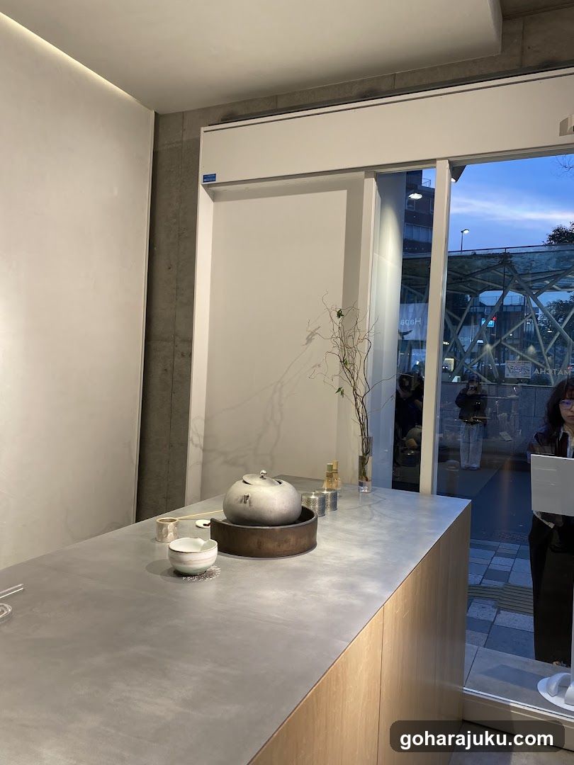 Interior of a minimalist tea or coffee shop