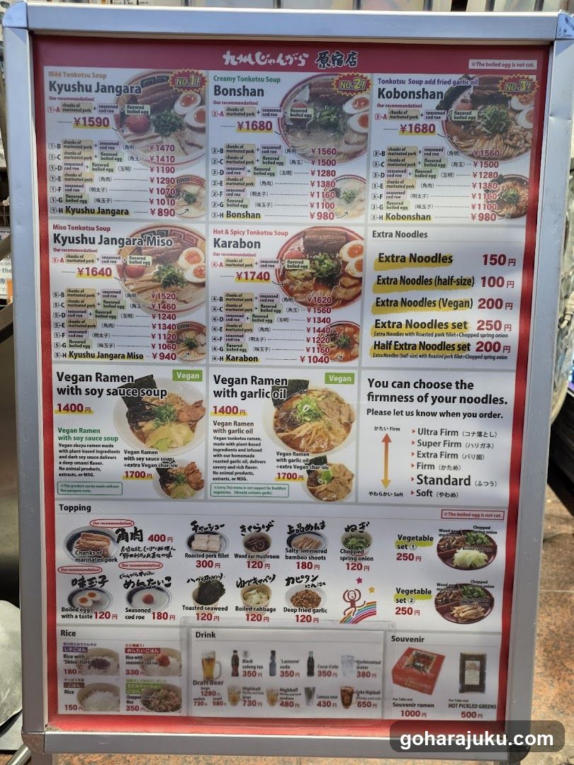 Tenshu Ramen Menu Board